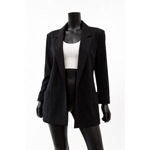 Nine West Black Blazer Open Front Stretch Career Jacket Women M